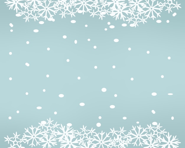 Winter blue background with white snowflakes