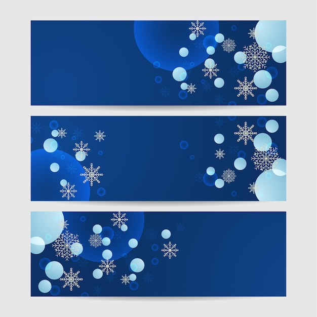 Vector winter blue snowflake design template banner