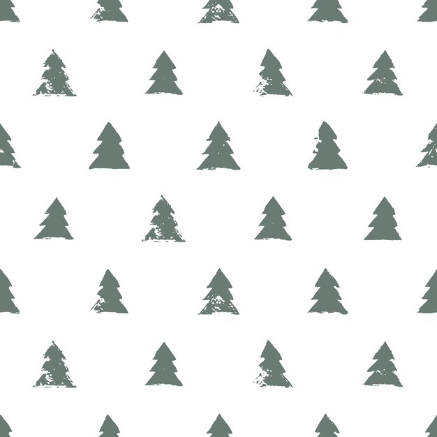 Winter bos scandinavische hand getekend naadloos patroon. Kerstboom minimalistisch design voor textiel