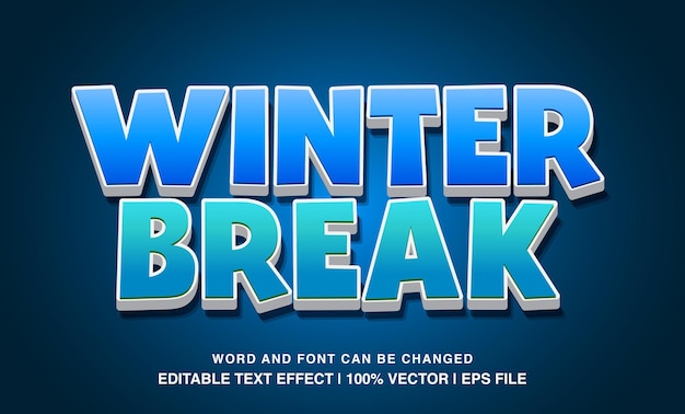 Vector winter break cartoon tekst effect