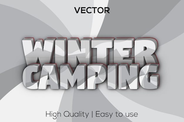 Winter Camping Bewerkbaar Vector Teksteffect