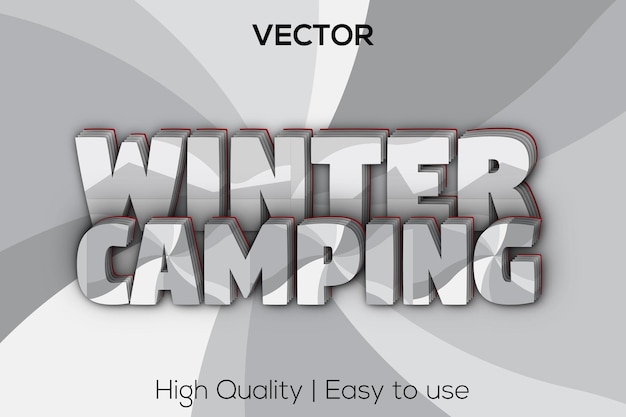 Winter Camping Editable Vector Text Effect