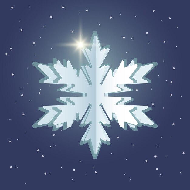 Vector winter card with snowflake paper cut out style