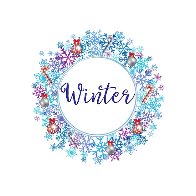 Winter celebrating poster Social network timeline post concept Creative door wreath design