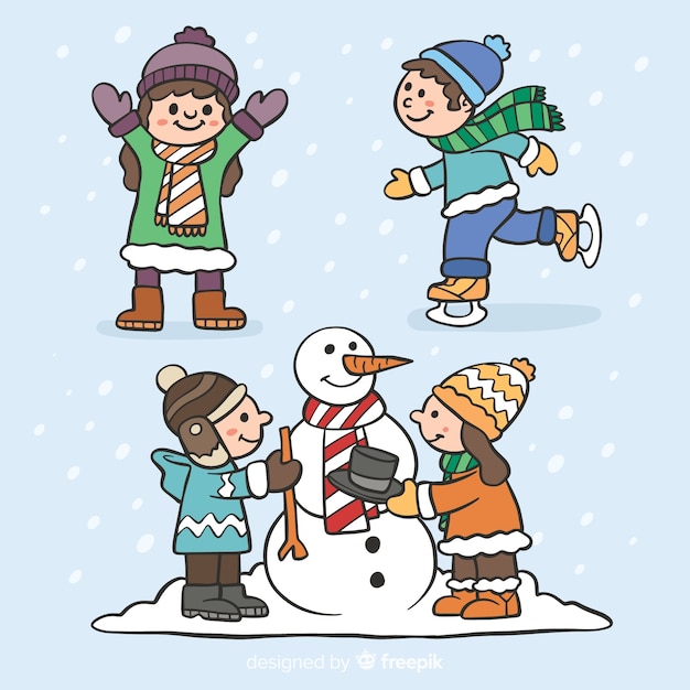 Vector winter children collection