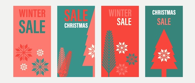 Winter and Christmas discount banners Social media advertising web template collection