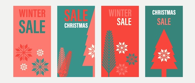 Vector winter and christmas discount banners social media advertising web template collection