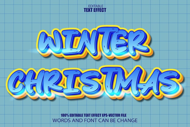 冬のクリスマスの編集可能なテキスト効果 3D 漫画のスタイル