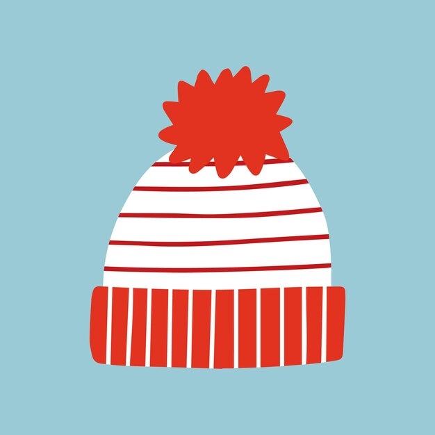 Winter Christmas hat with red pompom vector clipart