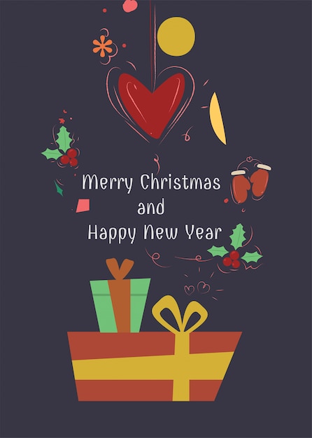 Winter, christmas heating, merry christmas, happy new year winter cards