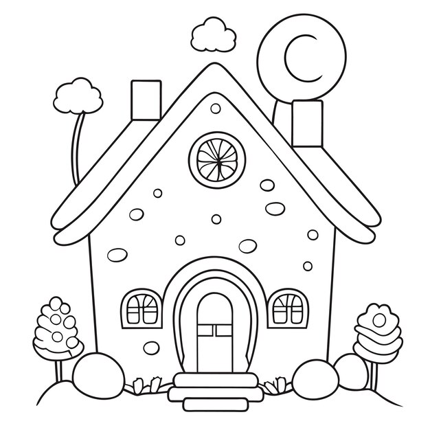 Vector winter christmas house with snow hand drawn flat stylish cartoon sticker icon concept isolated