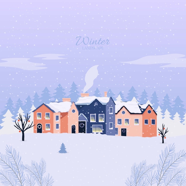 Winter Christmas Landscape Background with snow.