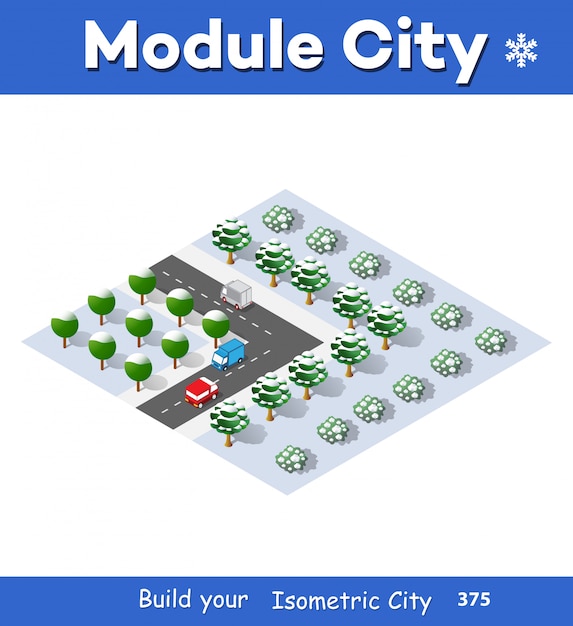 Winter christmas, new year is an isometric city