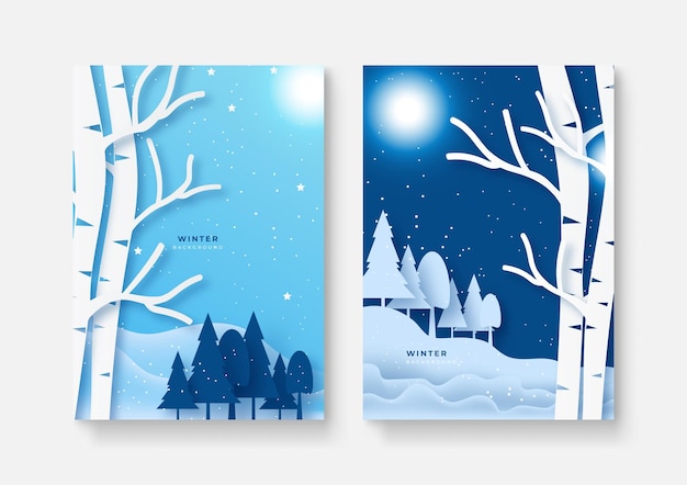 Зимняя рождественская распродажа дизайн обложки фон. Векторные иллюстрации. Коллекция абстрактных фоновых дизайнов, зимняя распродажа, рекламный контент в социальных сетях.