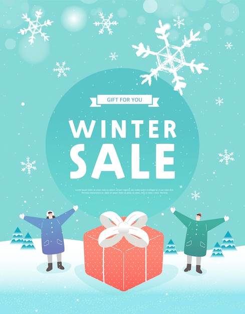 Winter and christmas sale shopping holiday sales or black friday