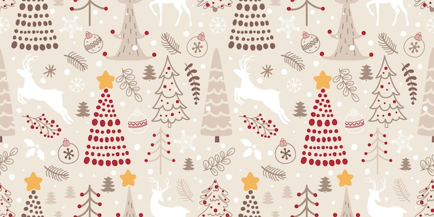 Winter and christmas themed seamless pattern