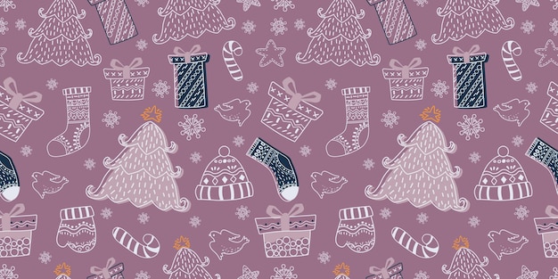 Winter and Christmas Themed Seamless Pattern