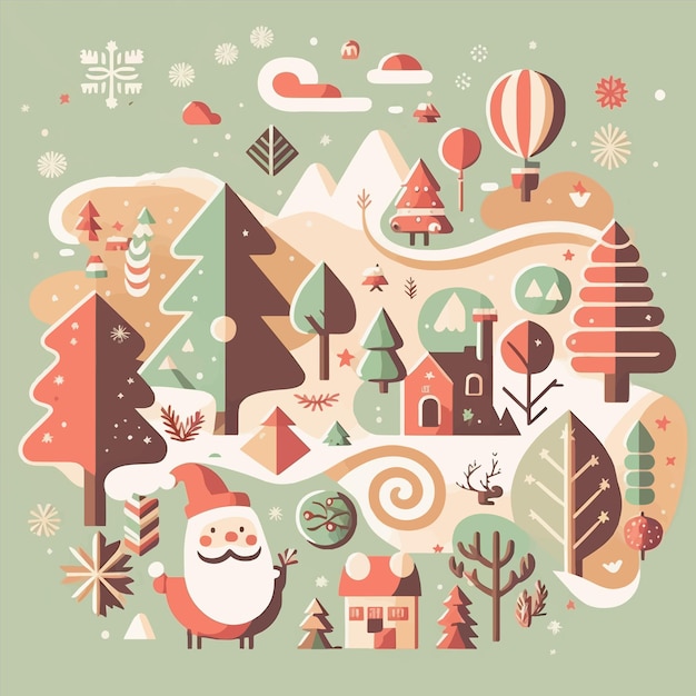 フラット ベクトル カラー イラストで冬のクリスマス ツリーの背景