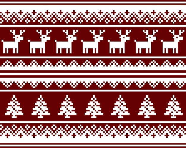 Зимний Рождественский вектор бесшовные модели красного цвета. Новогодний пиксельный фон. Для открыток, подарочная упаковочная бумага, обои.