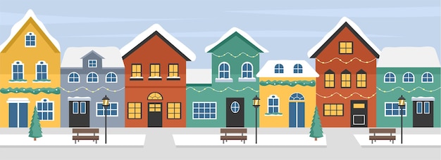 冬の都市建設のイラスト
