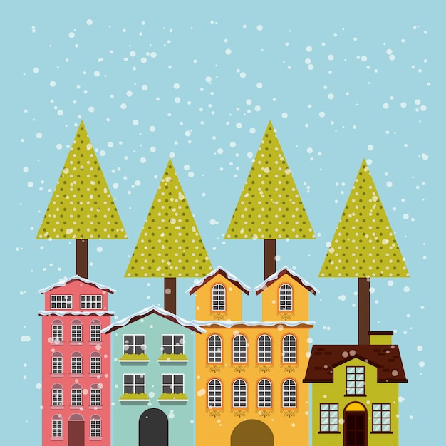 Winter cityscape background icon