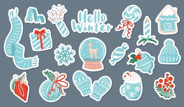 Winter clipart collectie set stickers