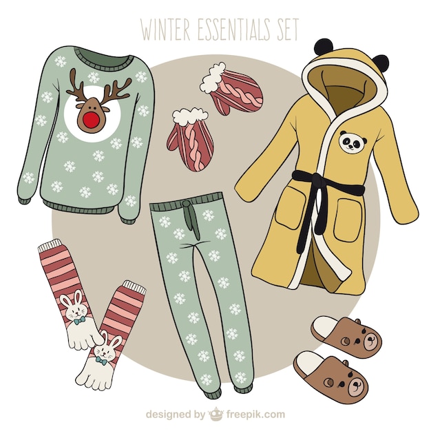 Vector winter clothes christmas collection