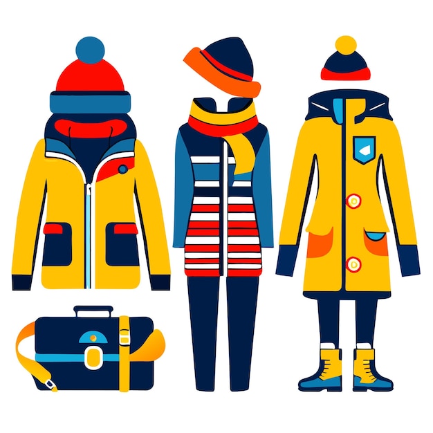 Vector winter clothes and essentials collection vector illustration