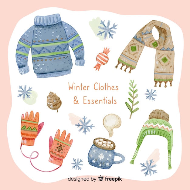 Vector winter clothes & essentials