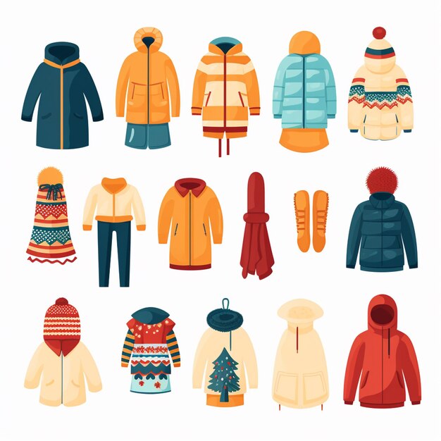 ベクトル 冬の衣装 秋の衣装 女の子のセーター シャーフ 暖かいジャケット