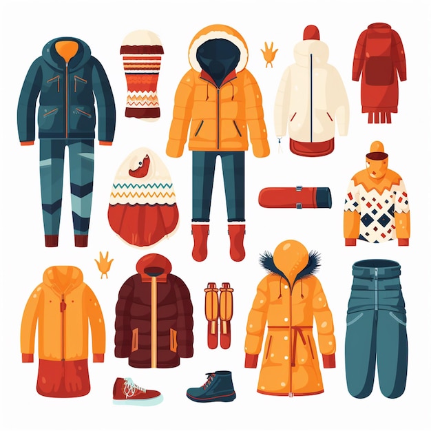 ベクトル 冬の衣装 秋の衣装 女の子のセーター シャーフ 暖かいジャケット