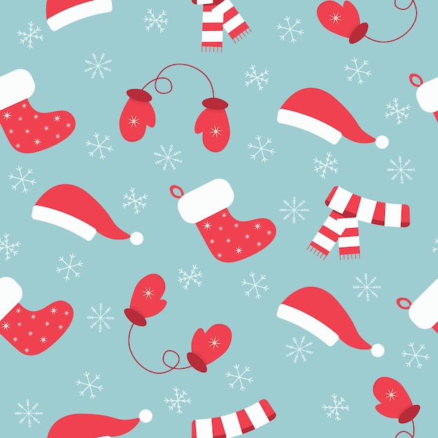Winter clothes seamless pattern