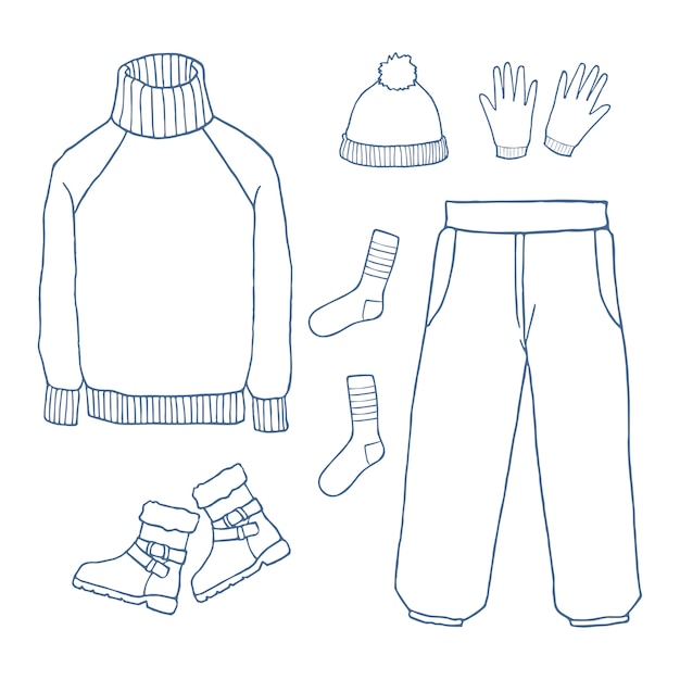 Vector winter clothes set