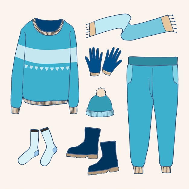 Vector winter clothes set