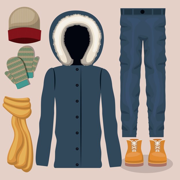 Vector winter clothing design