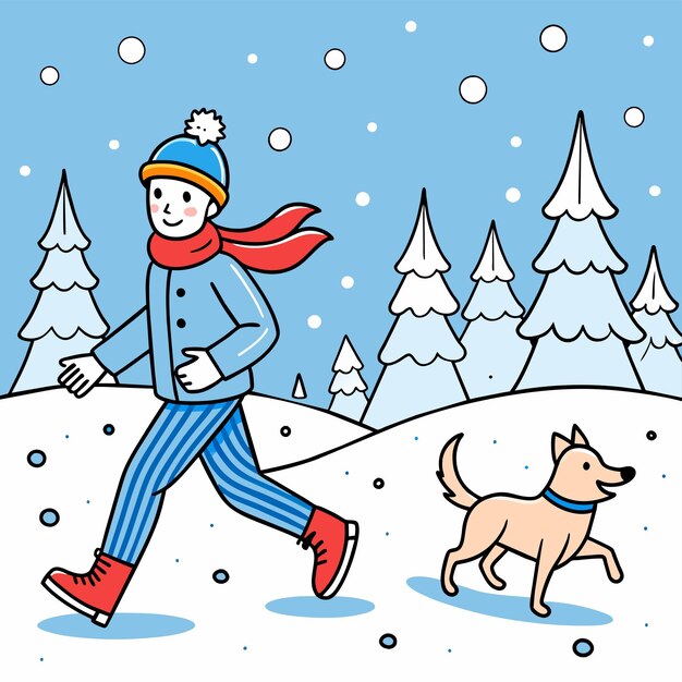 Vettore abbigliamento invernale sci vacanze neve divertimento bambini disegnato a mano piatto elegante adesivo cartone animato concetto di icona
