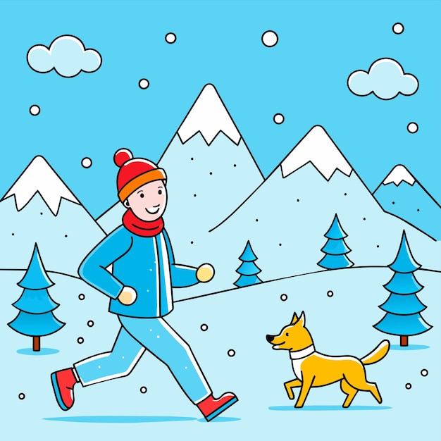 Vector winter clothing skiing vacation snow fun kids hand drawn flat stylish cartoon sticker icon concept