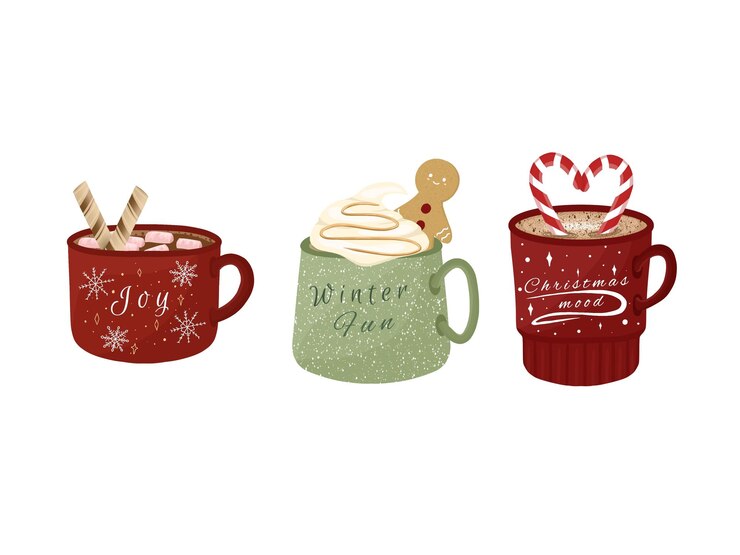 Vector winter coffee cups