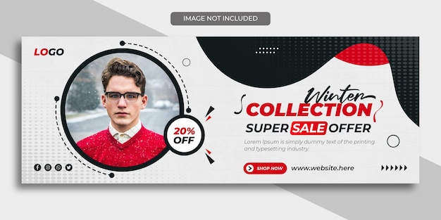 Vettore collezione invernale moda vendita facebook copertina social media post web banner design template vettoriale