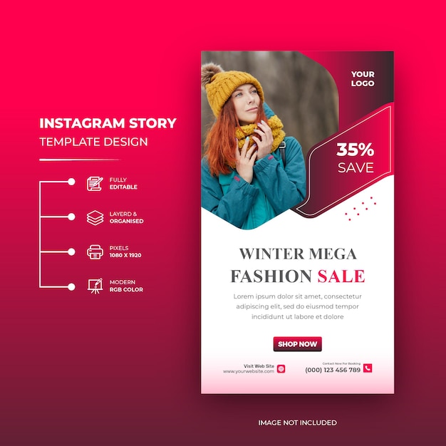 Winter collection fashion sale New Year Luxury Fashion Sale Social Media Instagram Story Template