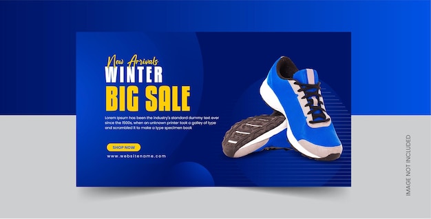 Vettore banner web di scarpe della collezione invernale o modello di banner per social media