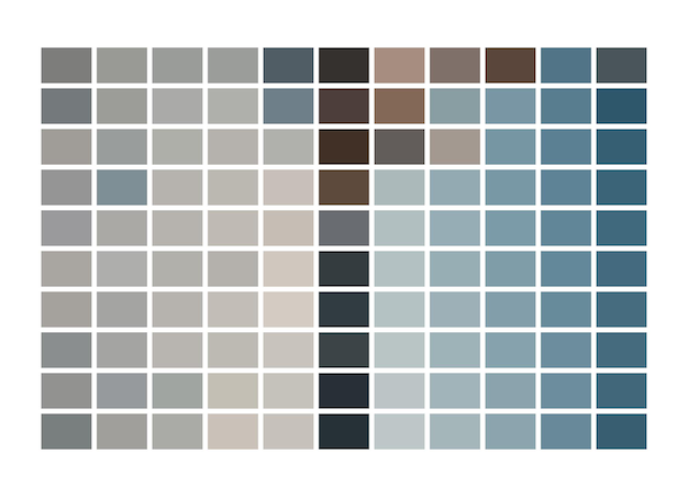 Winter Color Swatch met tinten en schaduwen Sneeuwbos geïnspireerde kleurpalet voor printontwerp