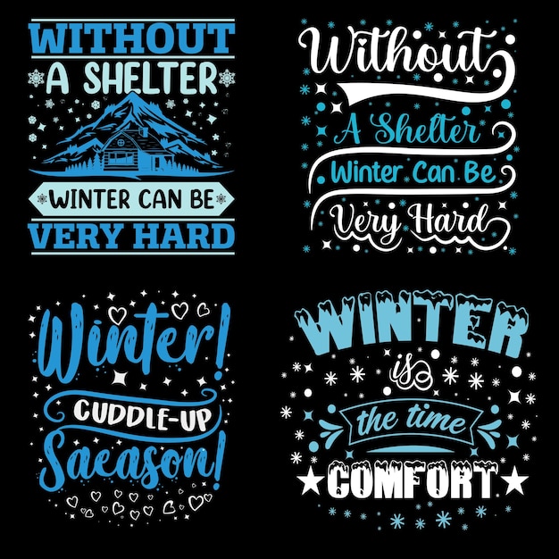 冬のカラフルな創造的なタイポグラフィ t シャツ デザイン