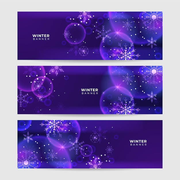 Winter Cool purple Snowflake design template banner