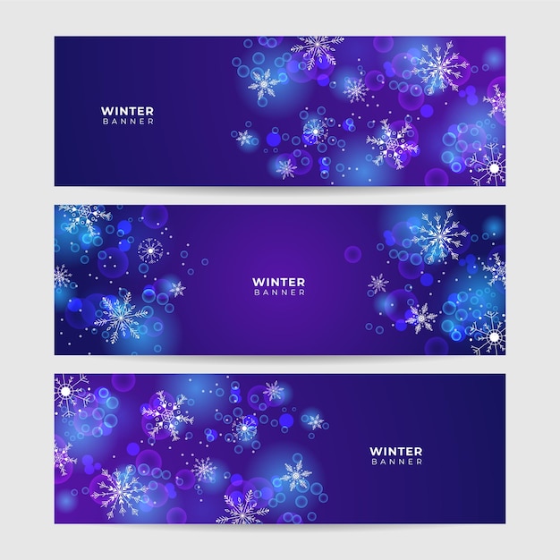 Winter Cool purple Snowflake design template banner