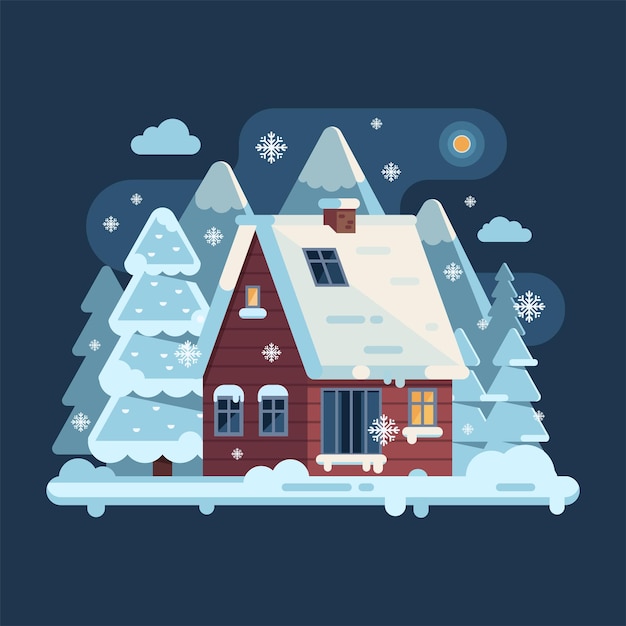 Зимний уютный дом снежная сцена в квартире