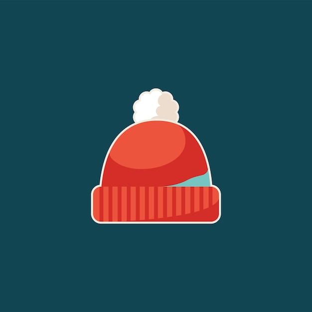 Winter cute characters Red christmas hat icon