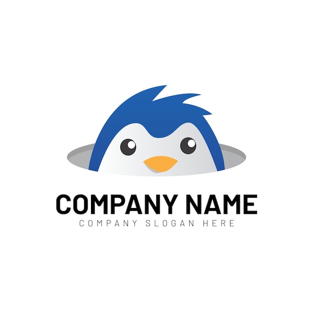 Winter cute penguin logo design