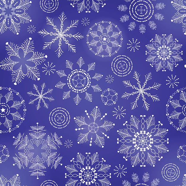 Winter dark blue background with snowflakes