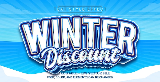 Vector winter discount text style effect bewerkbare grafische tekstsjabloon